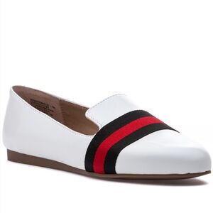 Steve Madden Nema White Loafers with Stripe-Size 8.5 NIB